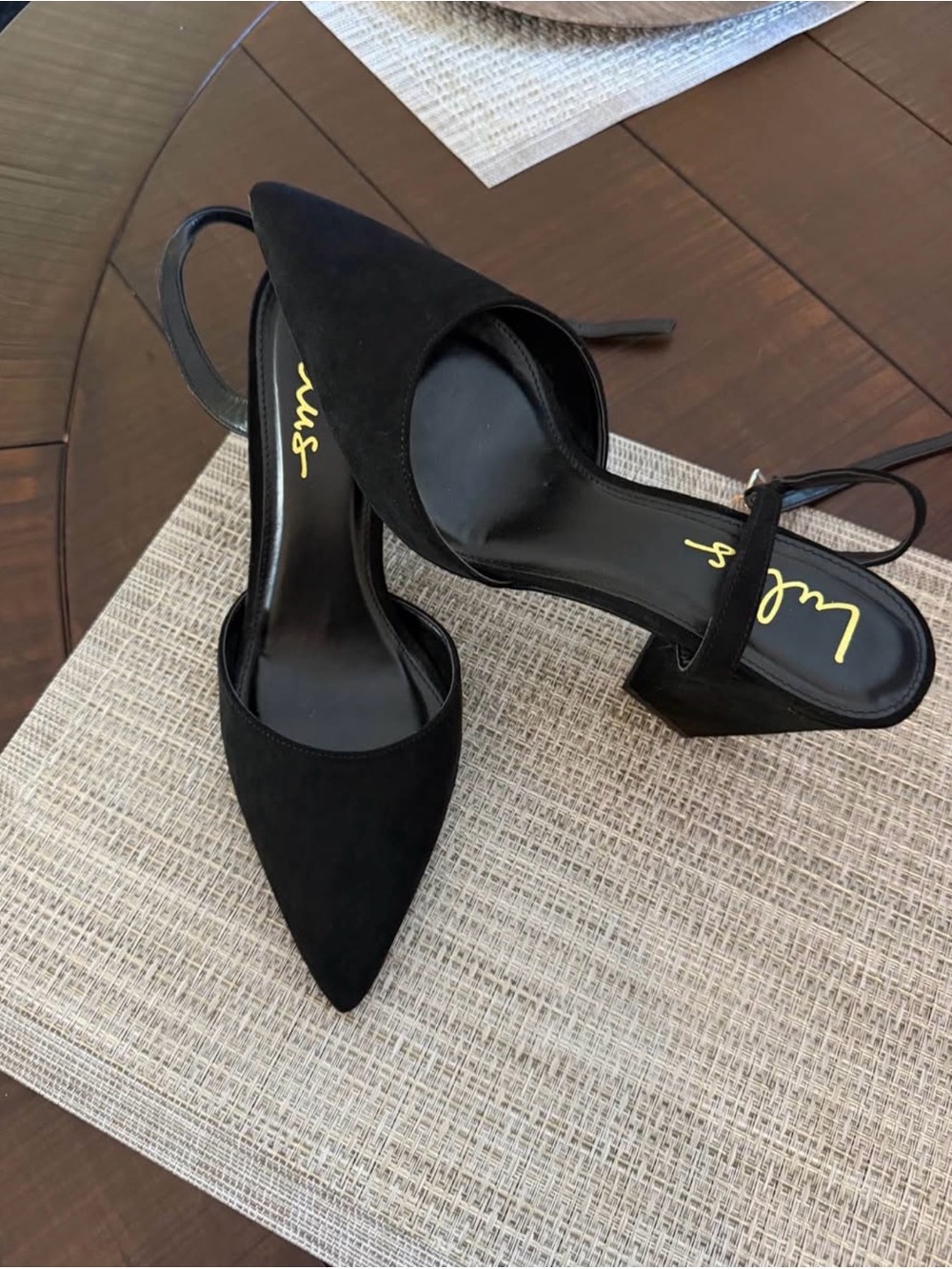 Lulu's Black Suede Slingback Heels